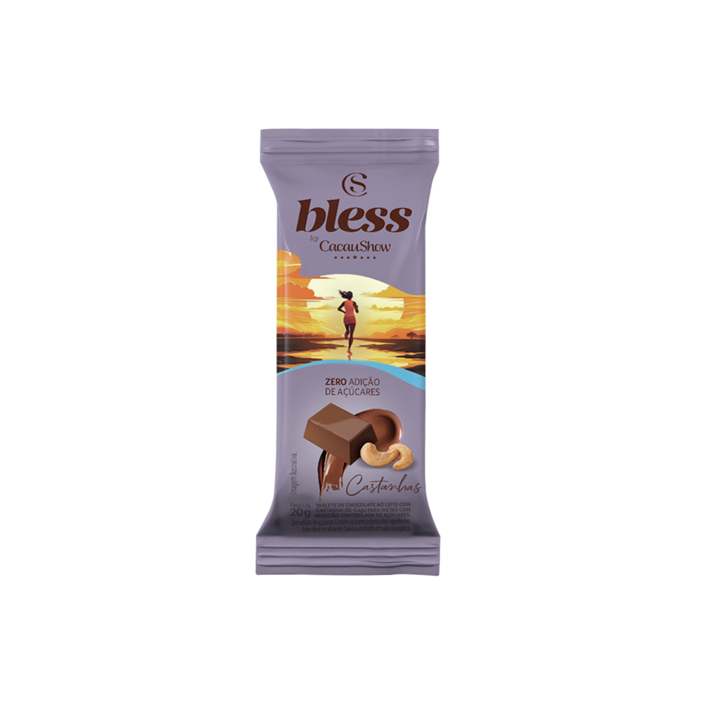 Tablete Bless Zero Adi&ccedil;&atilde;o de A&ccedil;&uacute;car Castanha de Caj&uacute; 20g, , large. image number 0
