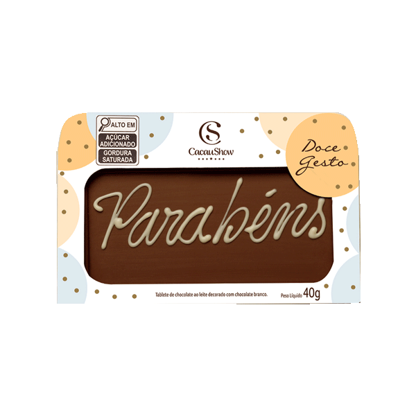 Tablete ao Leite Chocoarte Parab&eacute;ns 40g