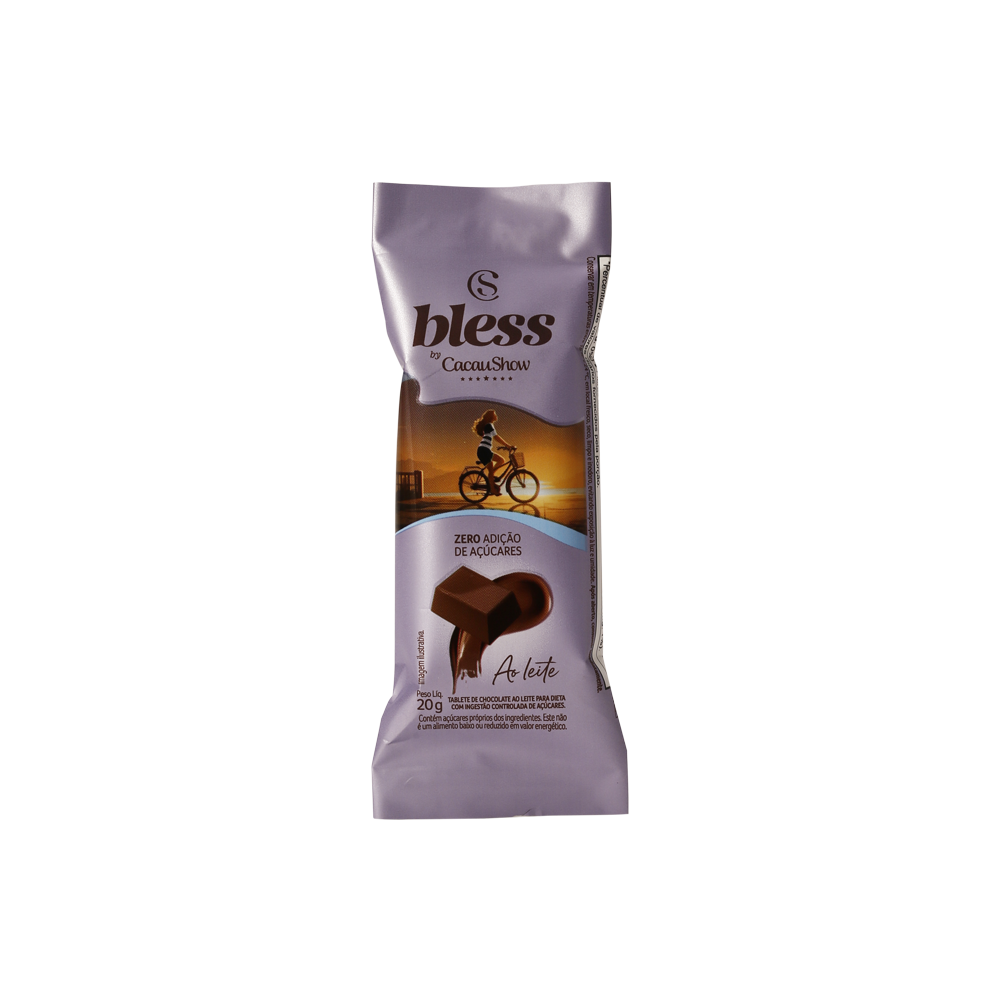 Tablete Bless Zero Adi&ccedil;&atilde;o de A&ccedil;&uacute;car ao Leite 20g, , large. image number 0