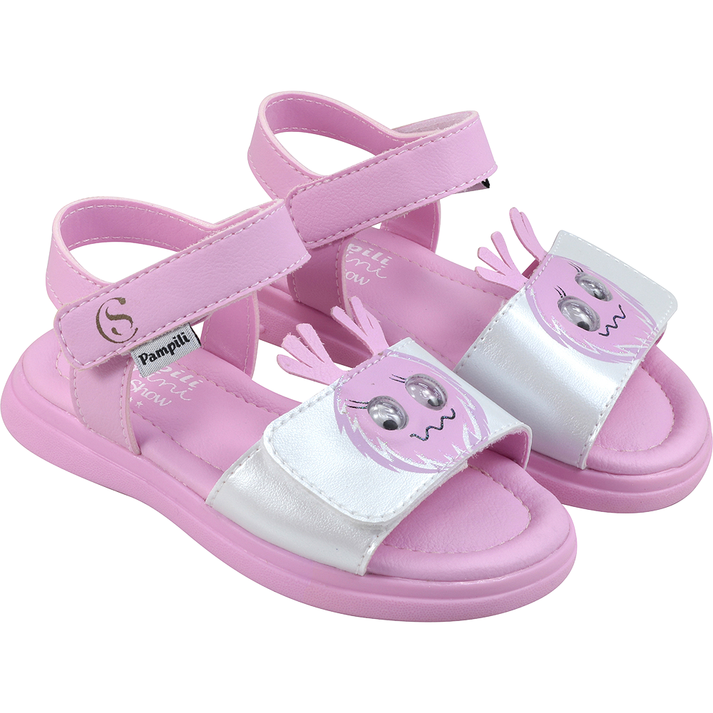 Sand&aacute;lia Infantil Pampili Chocomonstros Claudete Rosa, , large. image number 0