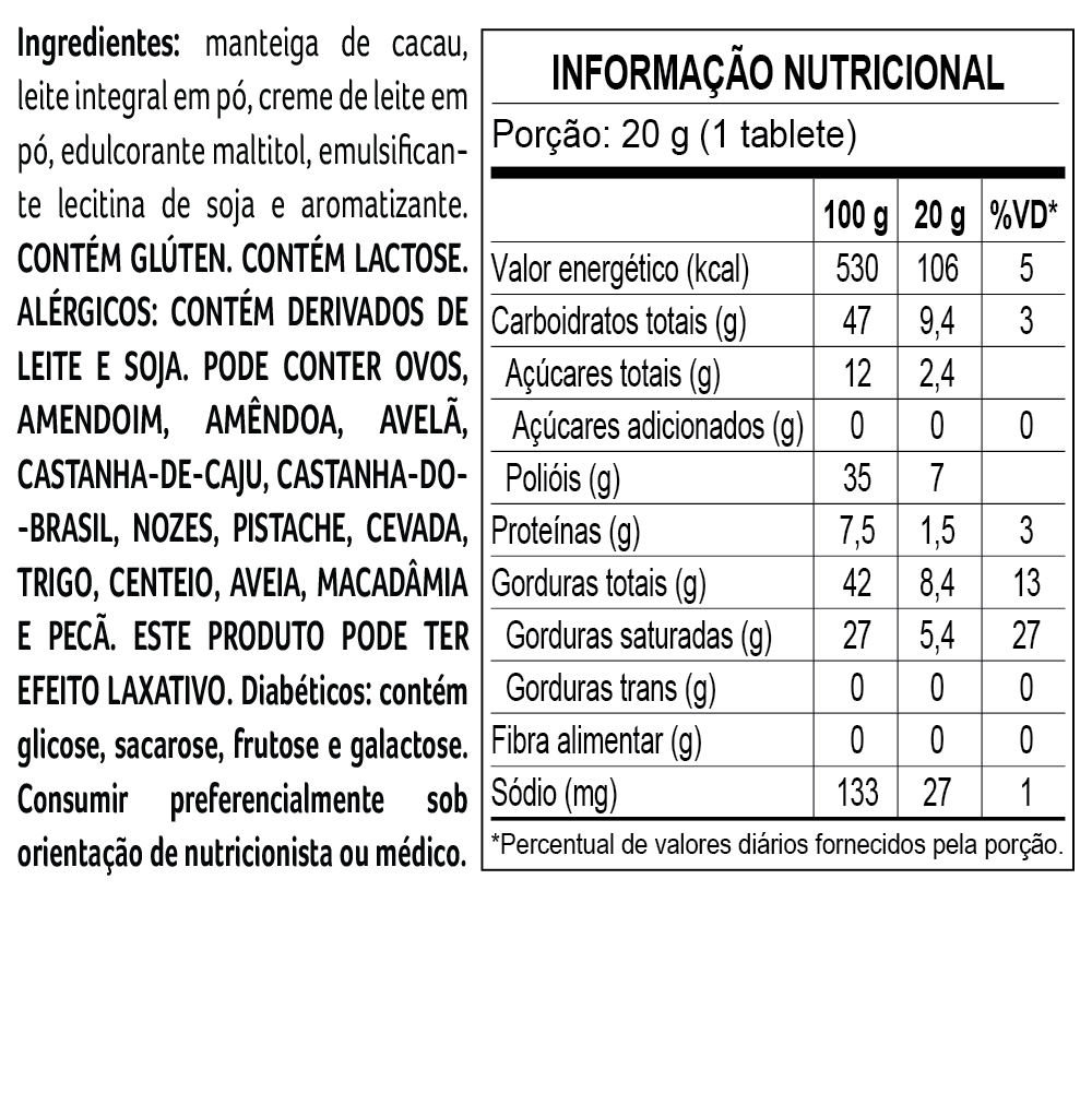 Tablete Bless Zero Adi&ccedil;&atilde;o de A&ccedil;&uacute;car Branco 20g, , large. image number 2