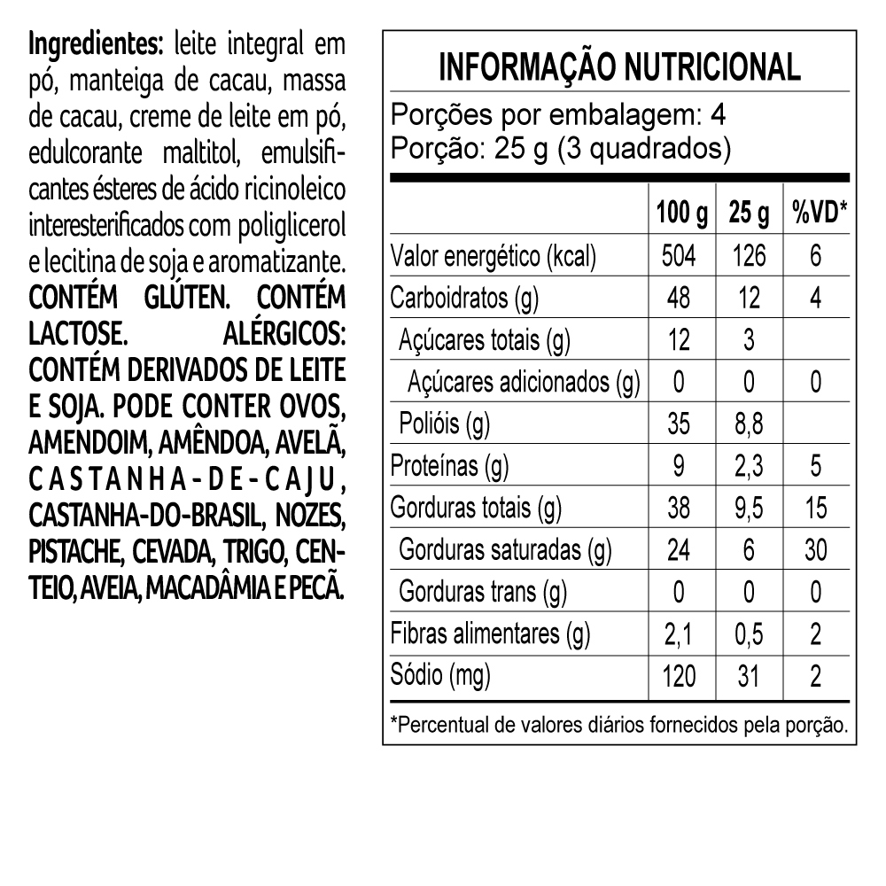 Tablete laCreme Zero Adi&ccedil;&atilde;o de A&ccedil;&uacute;car 100g, , large. image number 1