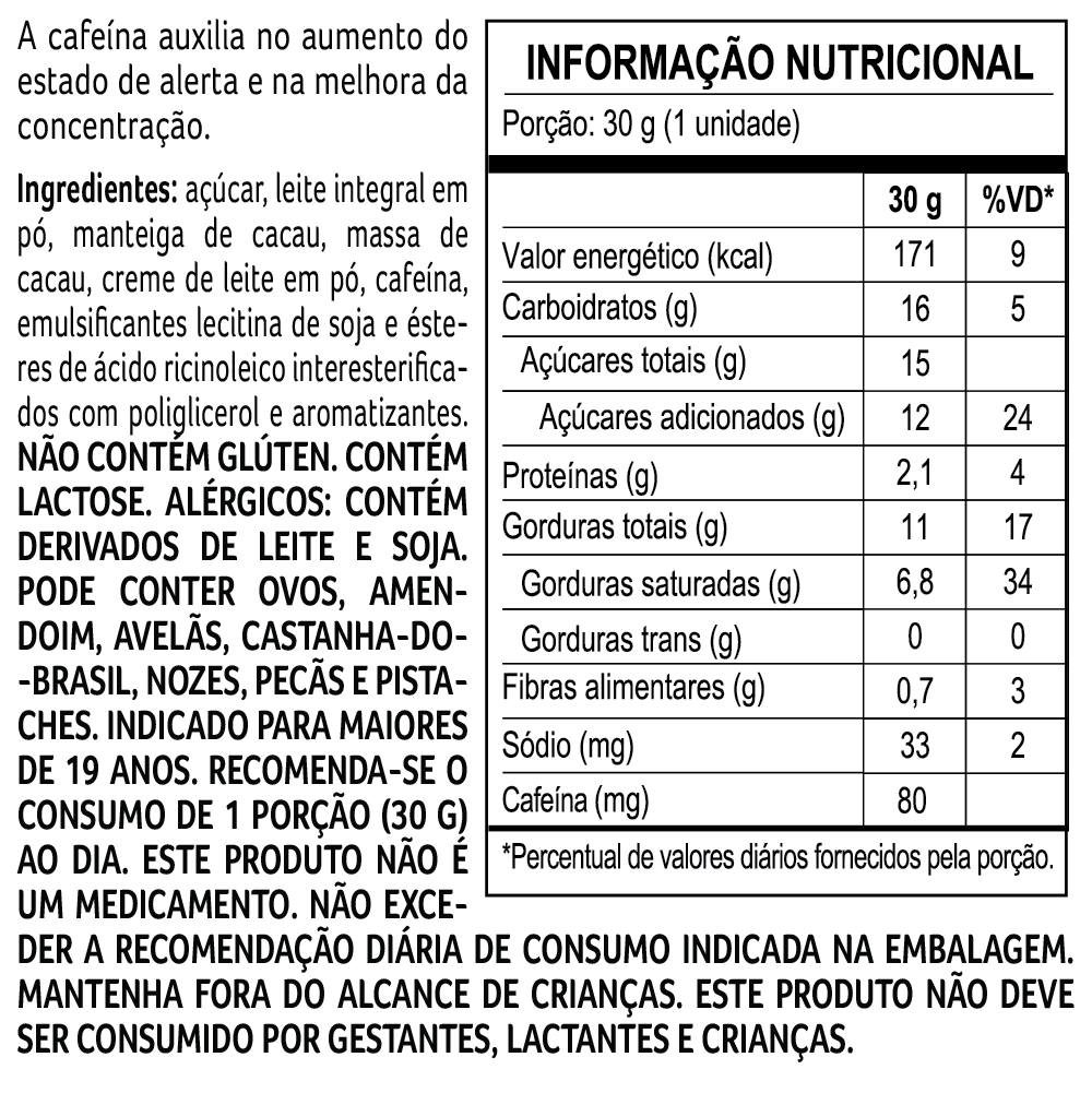 Tablete de Chocolate ao Leite Energy 30g, , large. image number 1