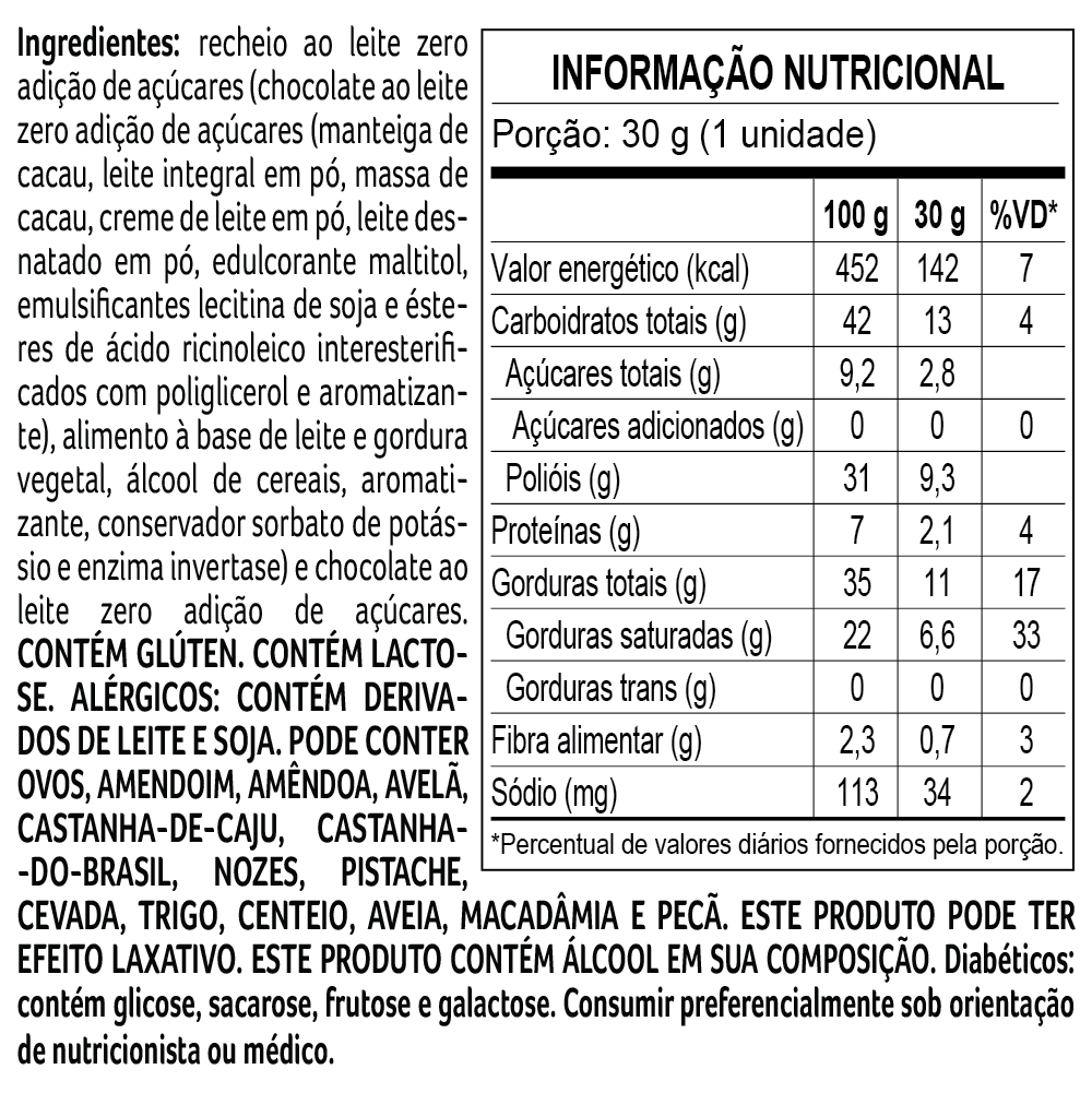 Trufa Bless Zero Adi&ccedil;&atilde;o de A&ccedil;&uacute;car ao Leite 30g, , large. image number 2
