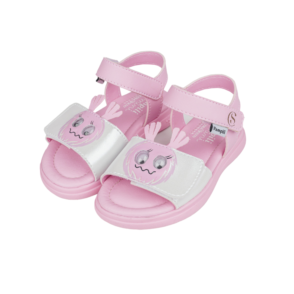 Sand&aacute;lia Infantil Pampili Chocomonstros Claudete Rosa, , large. image number 3