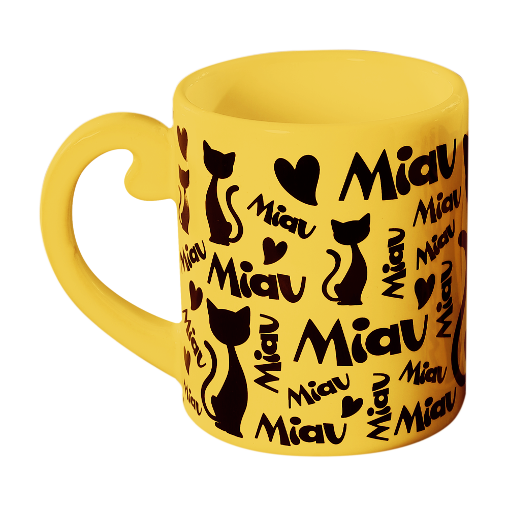 Caneca Miau Amarela 300ml, , large. image number 0