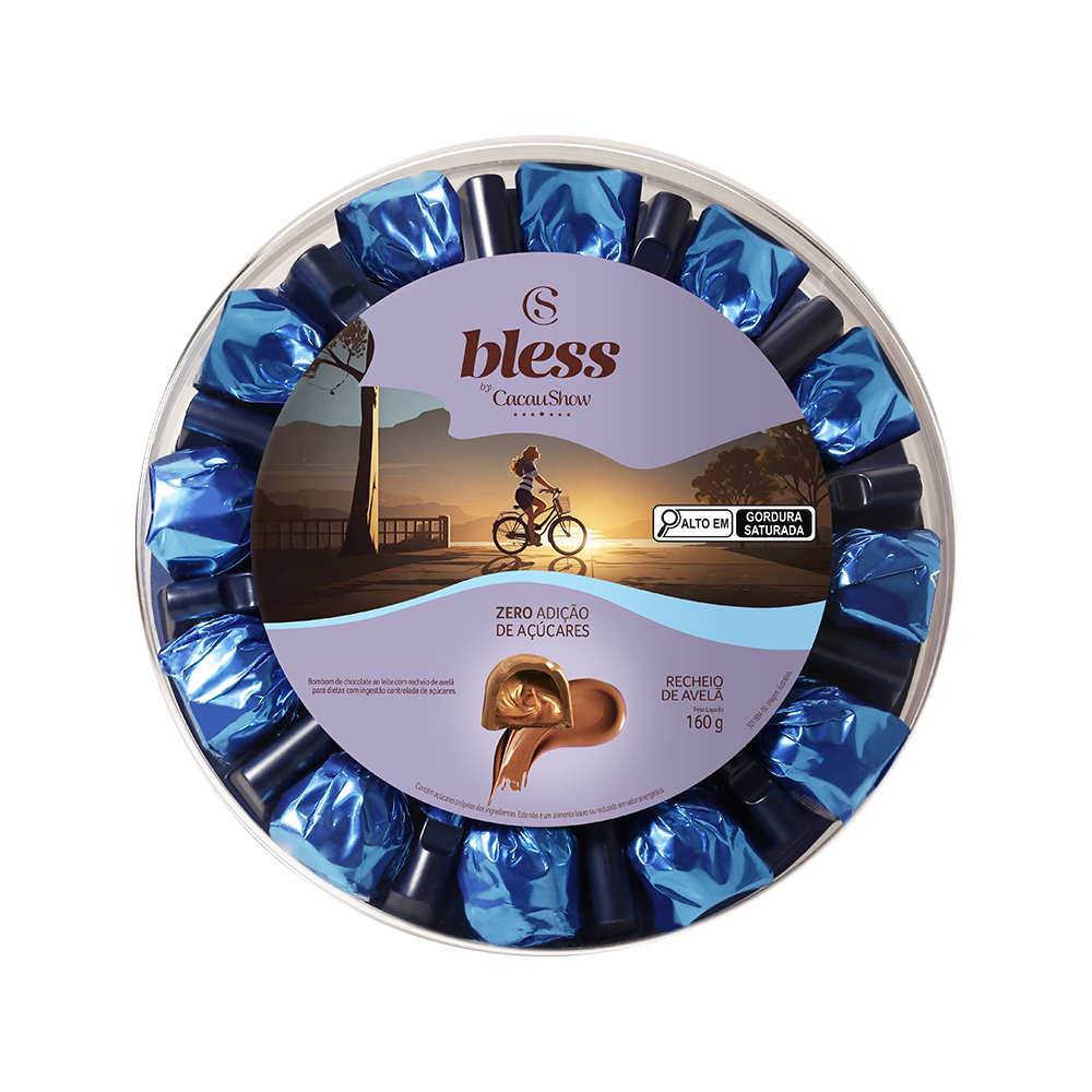 Caixa de Bombom Bless Zero Adi&ccedil;&atilde;o de A&ccedil;&uacute;car Avel&atilde; 160g, , large. image number 0