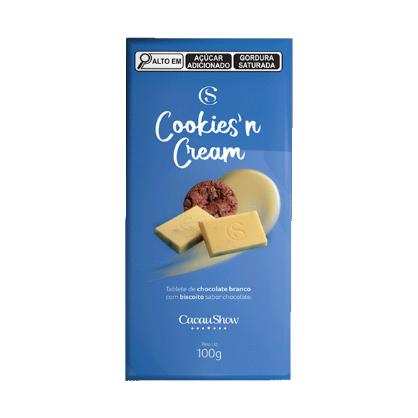 Tablete Cookies'N Cream de Chocolate Branco 100g