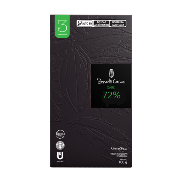 Tablete Bendito Cacao de Chocolate 72% Cacau 100g
