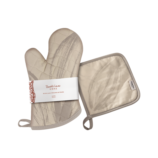 Kit Luva e Descanso de Panela Off White Bendito Cacao