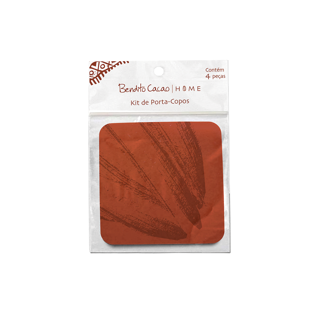 Kit 4 Porta-Copos Terracota Bendito Cacao, , large. image number 0