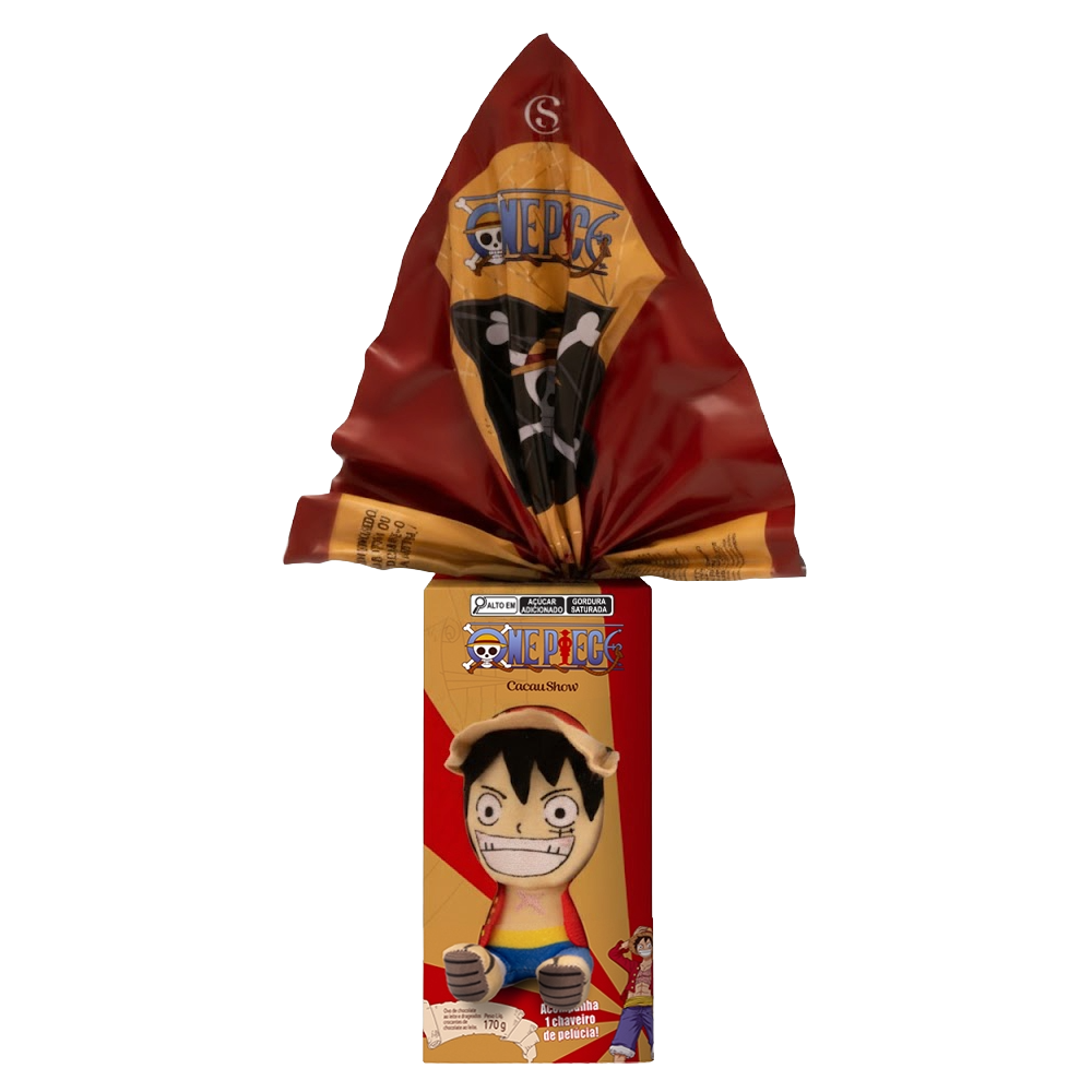 Ovo de P&aacute;scoa ao Leite Chaveiro Luffy One Piece 170g, , large. image number 0