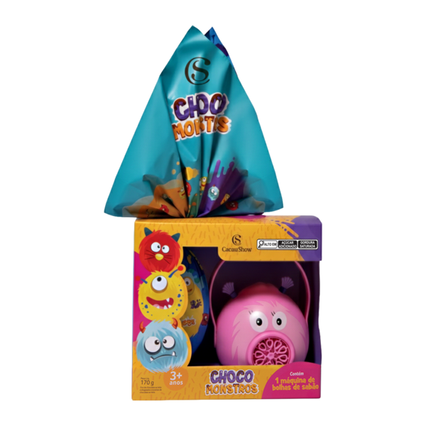 Ovo de P&aacute;scoa ao Leite Chocomonstros Bolha de Sab&atilde;o Claudete 170g